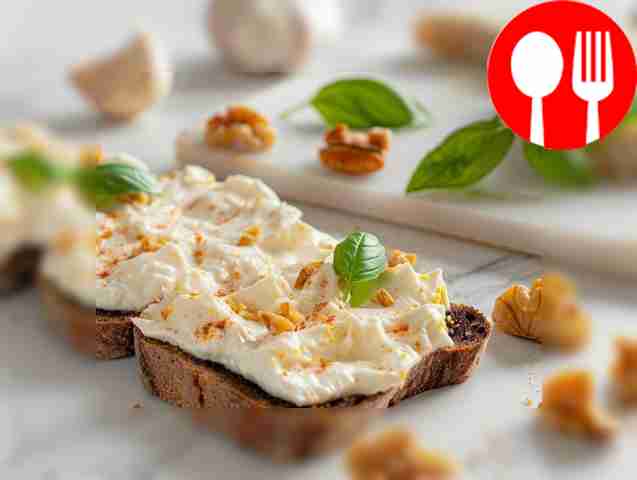Light cottage cheese with walnuts