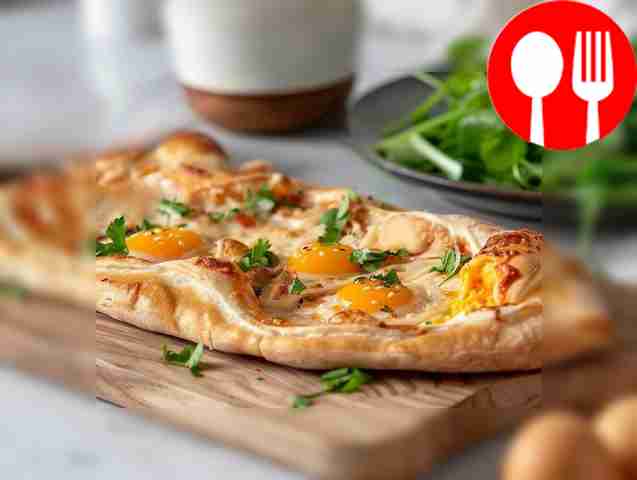 Хачапури по-аджарски с сыром и яйцом