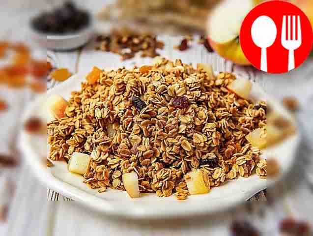 Nutritious and healthy granola with apple