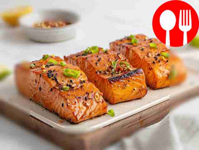 Healthy fried chum salmon