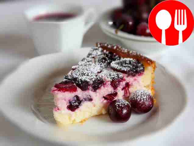 Juicy cottage cheese casserole with cherries