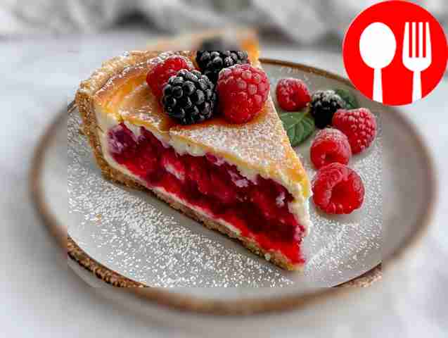 Homemade berry cheesecake with raspberries