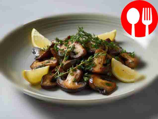 Grilled shiitake mushrooms with chili and thyme