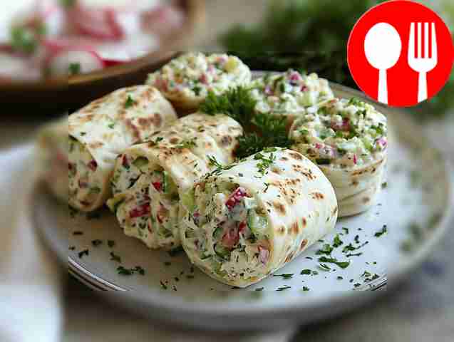 Легкий лаваш с творожно-огуречной начинкой