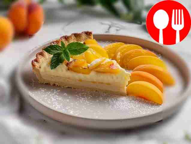 Summer shortbread pie with sour cream and apricots