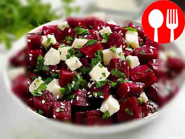 Полезный салат из свеклы с адыгейским сыром