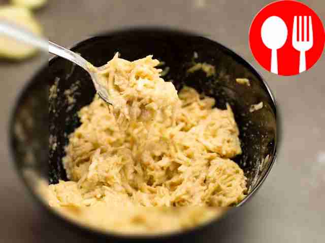 Mix grated zucchini with oatmeal and eggs....